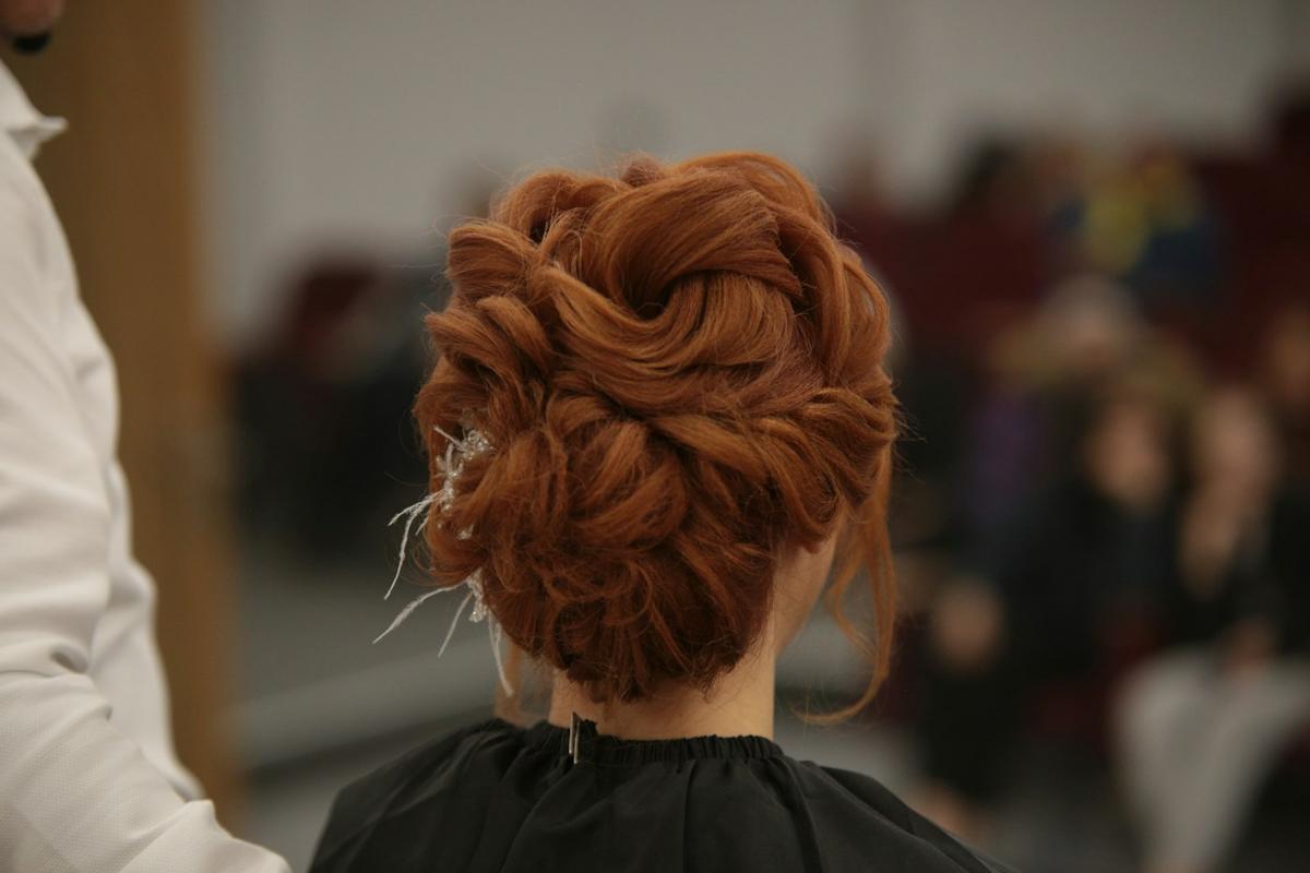 Elegant textured updo hairstyle seen from behind